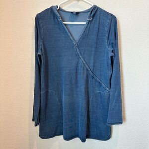 Purejill J. Jill Indigo Collection Blue Oversized Hoodie Tunic - Size XS - EUC